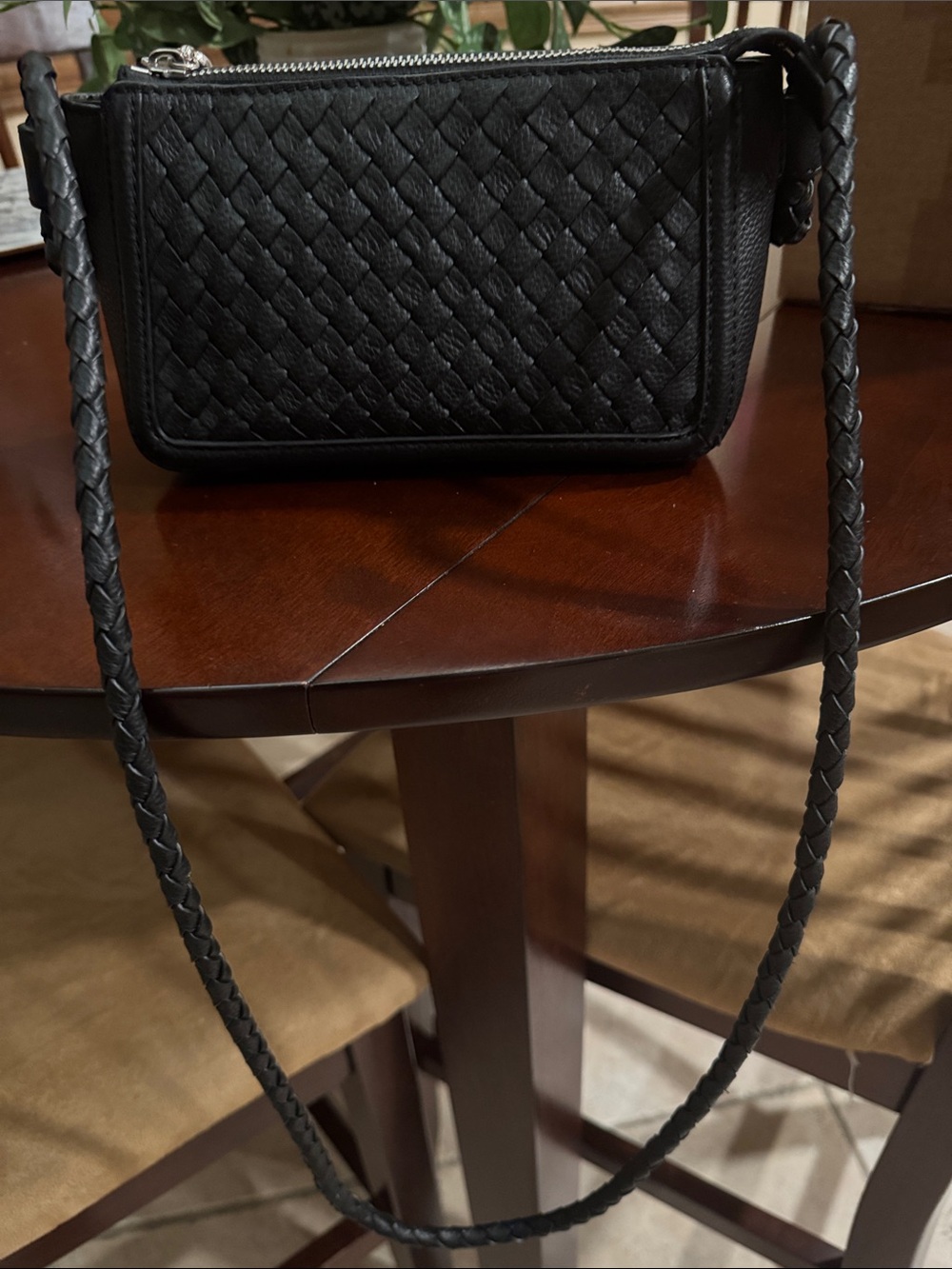 Brighton Woven Leather Crossbody Bag - Black NWT